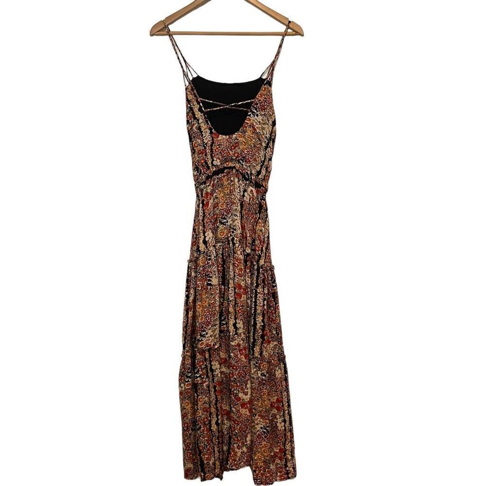 Free People Valerie Tiered Open Back Spaghetti Strap Floral Maxi Dress Size XS - Picture 5 of 11
